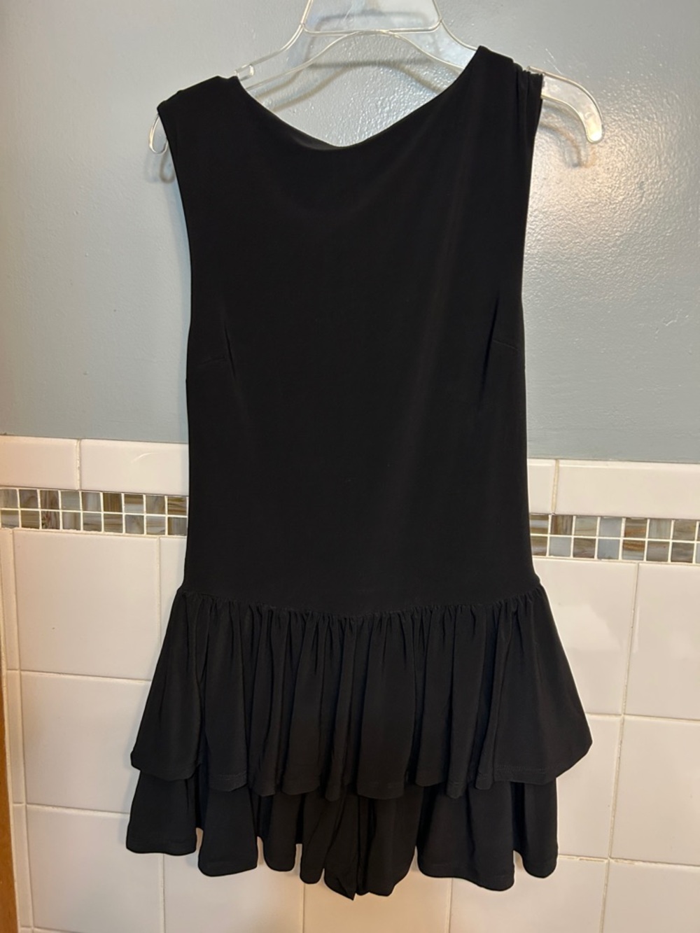 Fashion Nova Black Sleeveless Ruffle Hem Dress